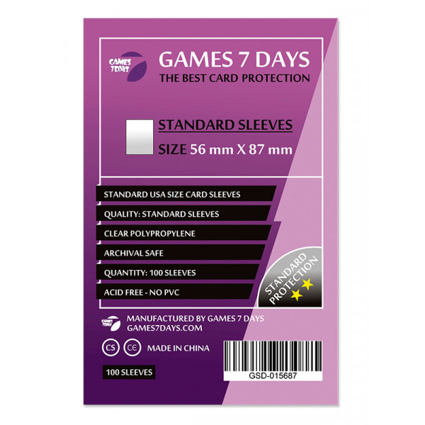 Протекторы Games7Days (56 х 87 мм) Standard USA (100 шт)