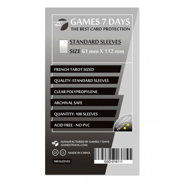 Протектори Games7Days (61 x 112 мм) Standard French Tarot (100 шт)