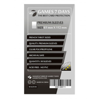 Протектори Games7Days (61 x 112 мм) Premium French Tarot (50 шт)