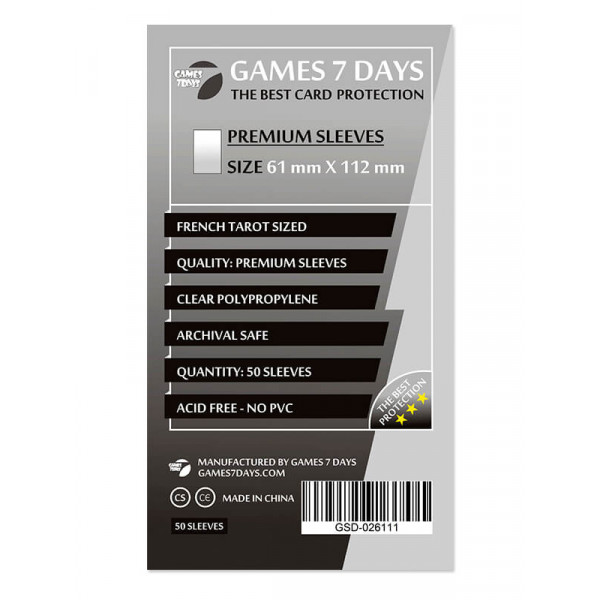 Протектори Games7Days (61 x 112 мм) Premium French Tarot (50 шт)