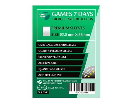 Протектори Games7Days (63.5 x 88 мм) Premium Card Game (50 шт)