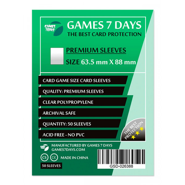 Протектори Games7Days (63.5 x 88 мм) Premium Card Game (50 шт)