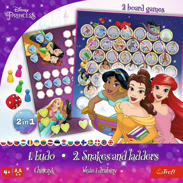 Настольная игра Лудо + Змеи и Лестницы 2 в 1: Принцессы Disney