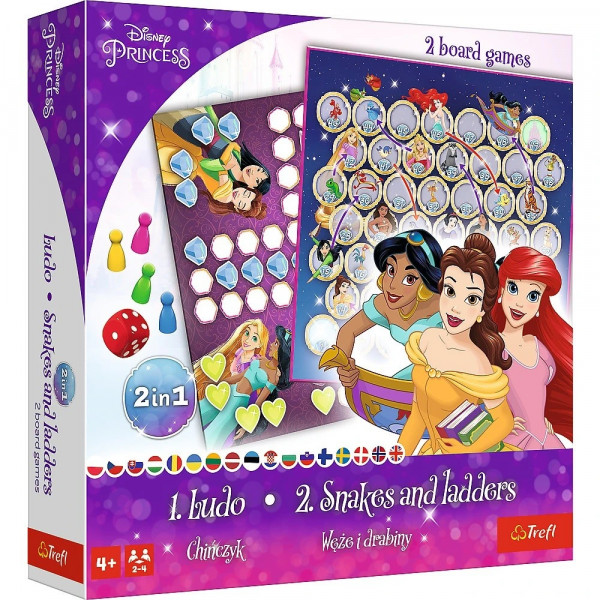 Настольная игра Лудо + Змеи и Лестницы 2 в 1: Принцессы Disney