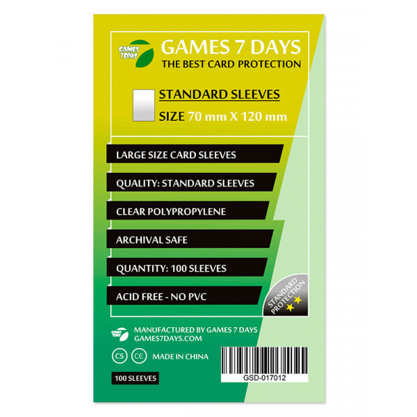 Протектори Games7Days (70 x 120 мм) Standard Large Size (100 шт)