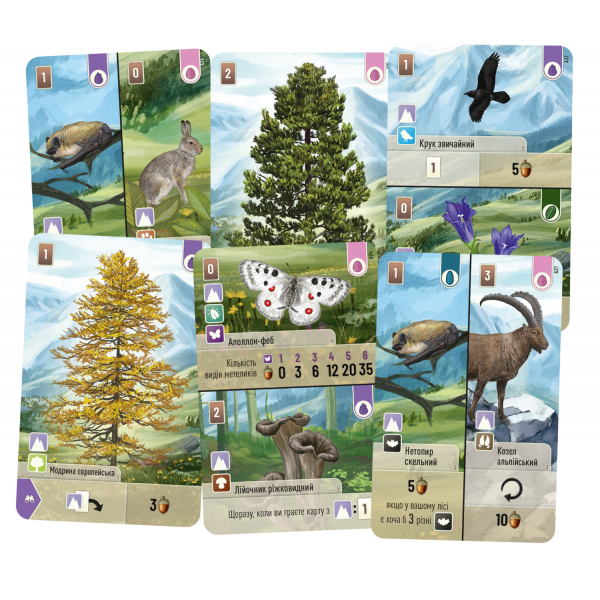 Настільна гра Лісова метушня. Альпи (Forest Shuffle: Alpine Expansion)