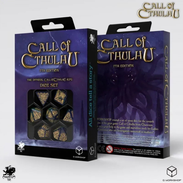 Набір кубиків Call of Cthulhu 7th Edition Blue-green & Gold Dice Set