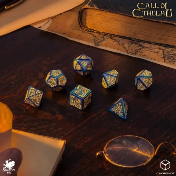 Набір кубиків Call of Cthulhu 7th Edition Blue-green & Gold Dice Set
