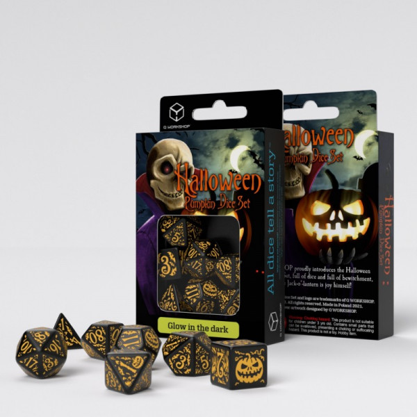 Набор кубиков Halloween Pumpkin Black & Glow in the dark Dice Set (7)