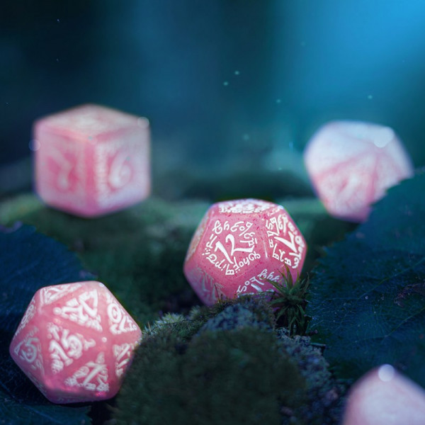 Набір кубиків Elvish Shimmering pink & White Dice Set (7)