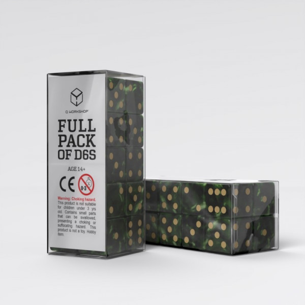 Набір кубиків Full Pack of D6s: Bottle green&Gold
