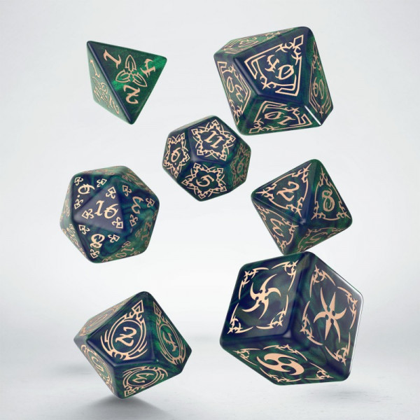 Набор кубиков Tribal Dice Set: Blue-green & Beige