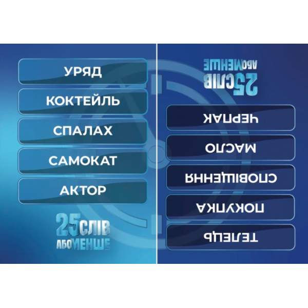 Настольная игра 25 слов или меньше