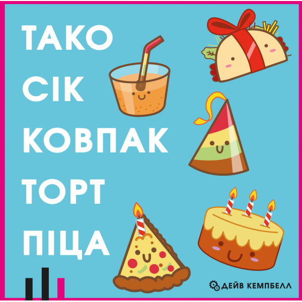 Настільна гра Тако Сік Ковпак Торт Піца